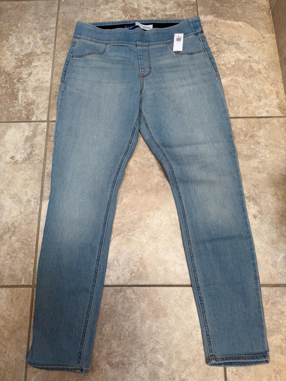 Old Navy Light Blue Mid-Rise Pull On Elastic Waist Jeggings, Size 10